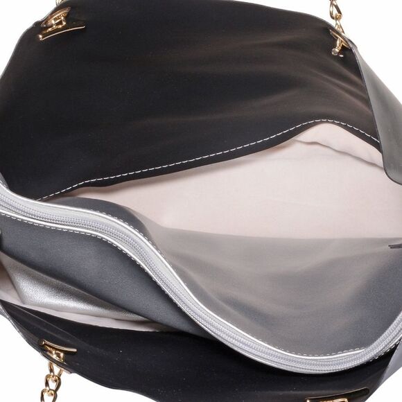 Vegan Leather Tote Purse on Chain Links Straps - Picture 5 of 5